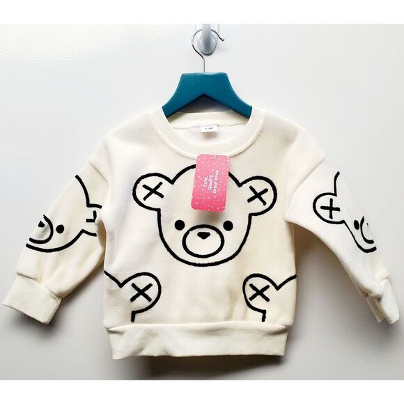 PAT PAT Children 6-9 Months Unisex Teddy Bear Face Sweatshirt Cream & Black NWT - Picture 3 of 10